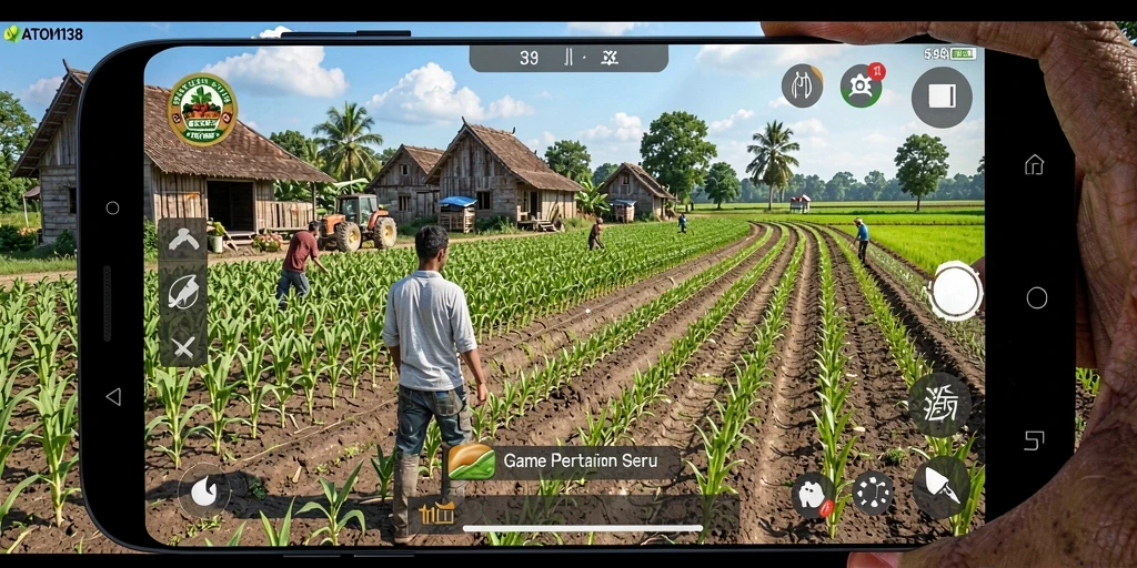 Tangkapan layar menunjukkan gameplay seru dalam bertani di ATOM138.