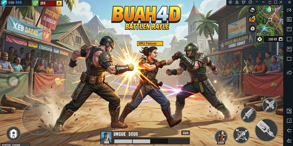 Tampilan gameplay seru dari BUAH4D dalam pertempuran Battle Royale.