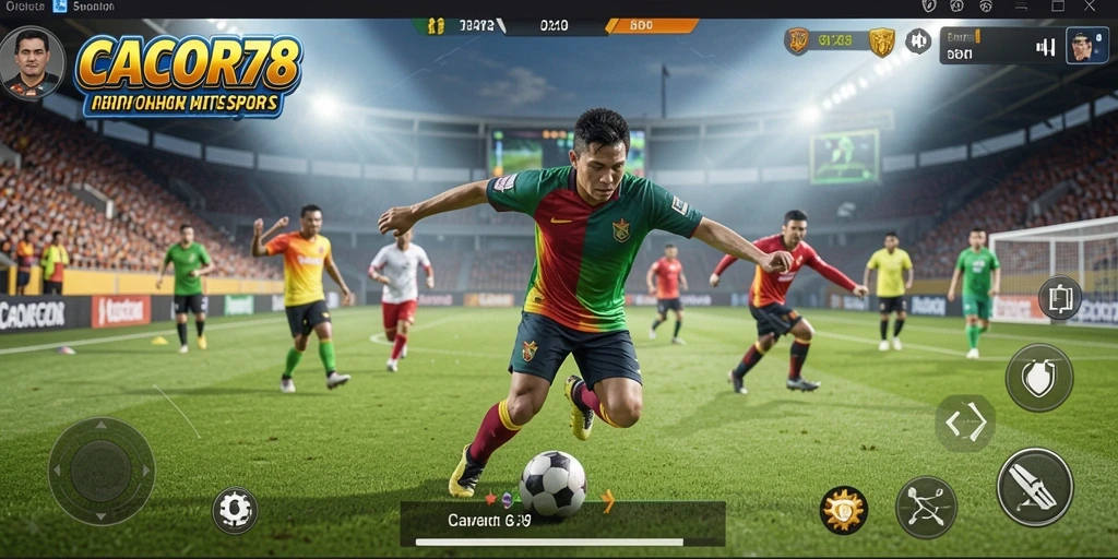 Tangkapan layar menampilkan gameplay intens dari CACOR78 yang penuh aksi olahraga.