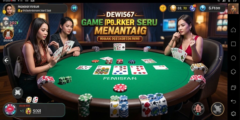 Screenshot gameplay DEWI567 menampilkan aksi poker yang mendebarkan.