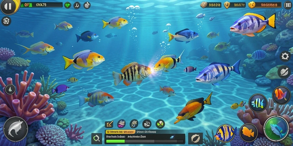 Tampilan gameplay seru saat menembak ikan di ORA78.