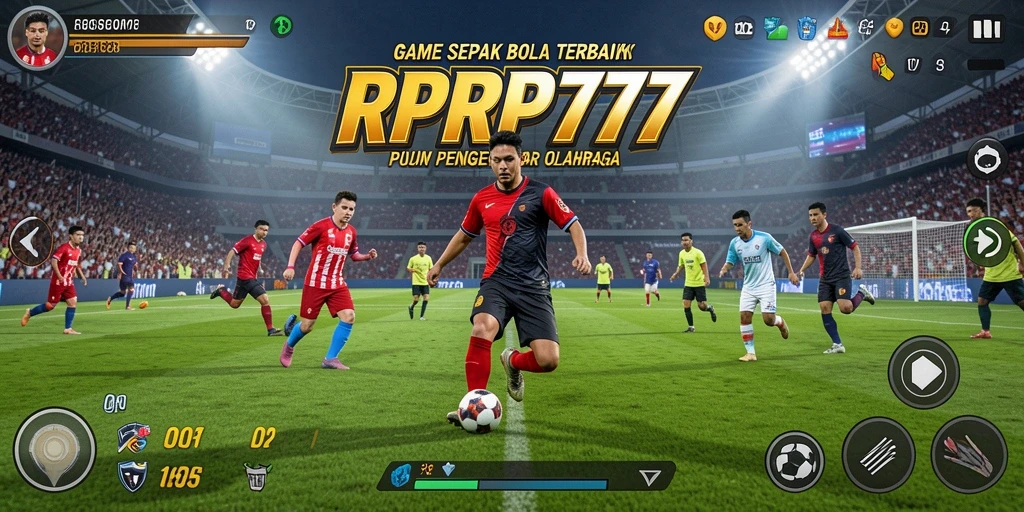 Tangkapan layar gameplay RPRP777 menunjukkan aksi sepak bola yang mendebarkan.