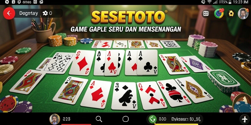 Tampilan dalam game SESETOTO yang menampilkan aksi bermain Gaple.