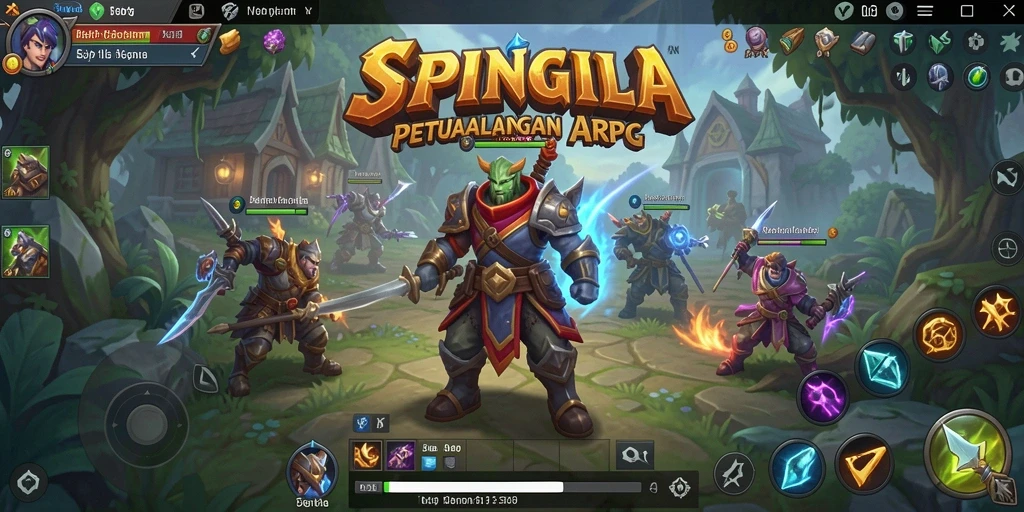 Screenshot menunjukkan karakter bertarung melawan monster dalam SPINGILA.